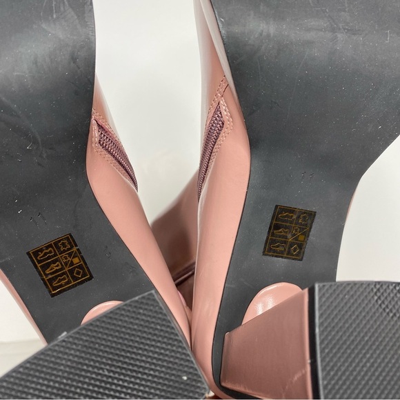 New! Jeffrey Campbell Maximal Square Toe Pink Leather Heeled Bootie 11 - Picture 13 of 15